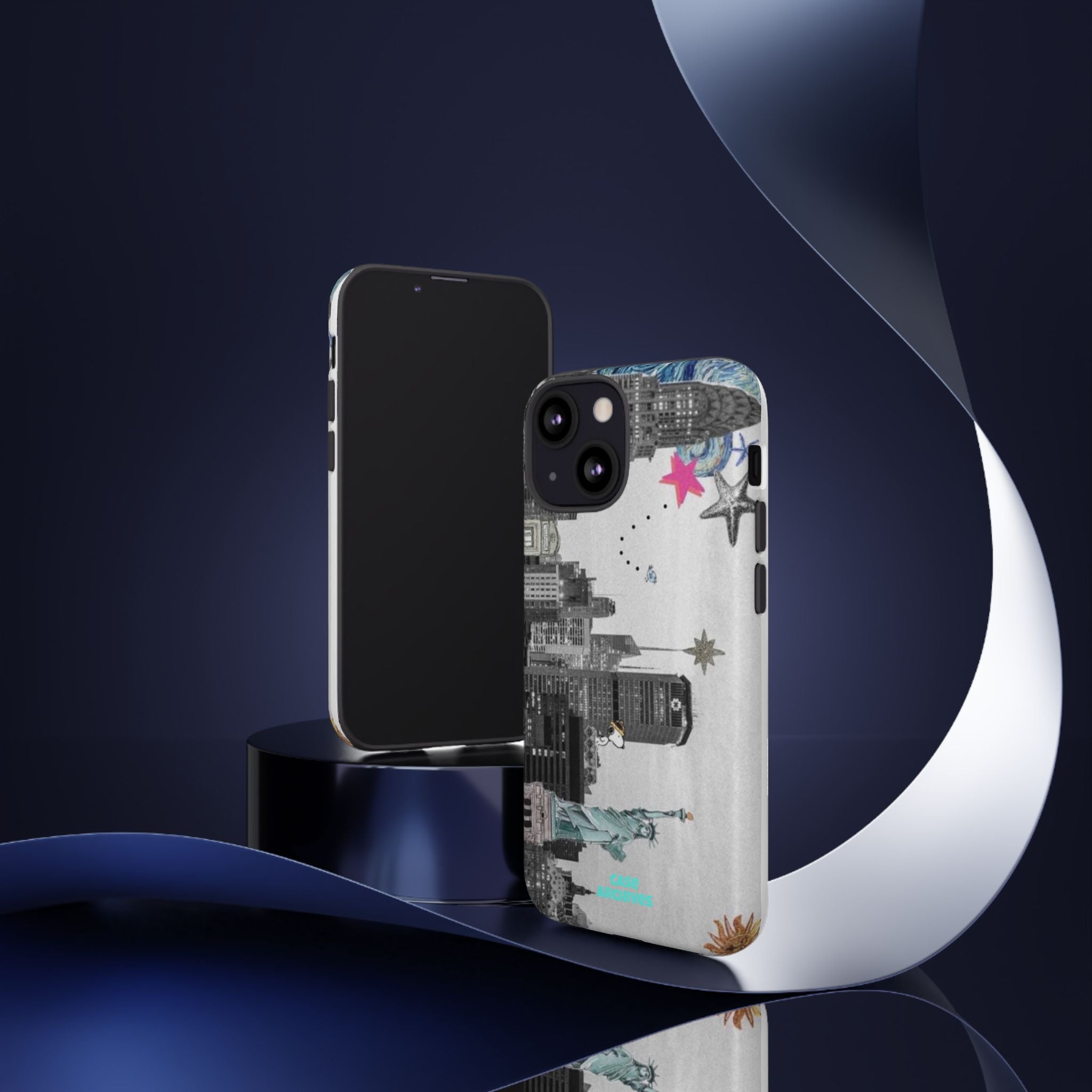 City Skyline Tough Phone Case – Statue of Liberty Urban Art Protective Cover