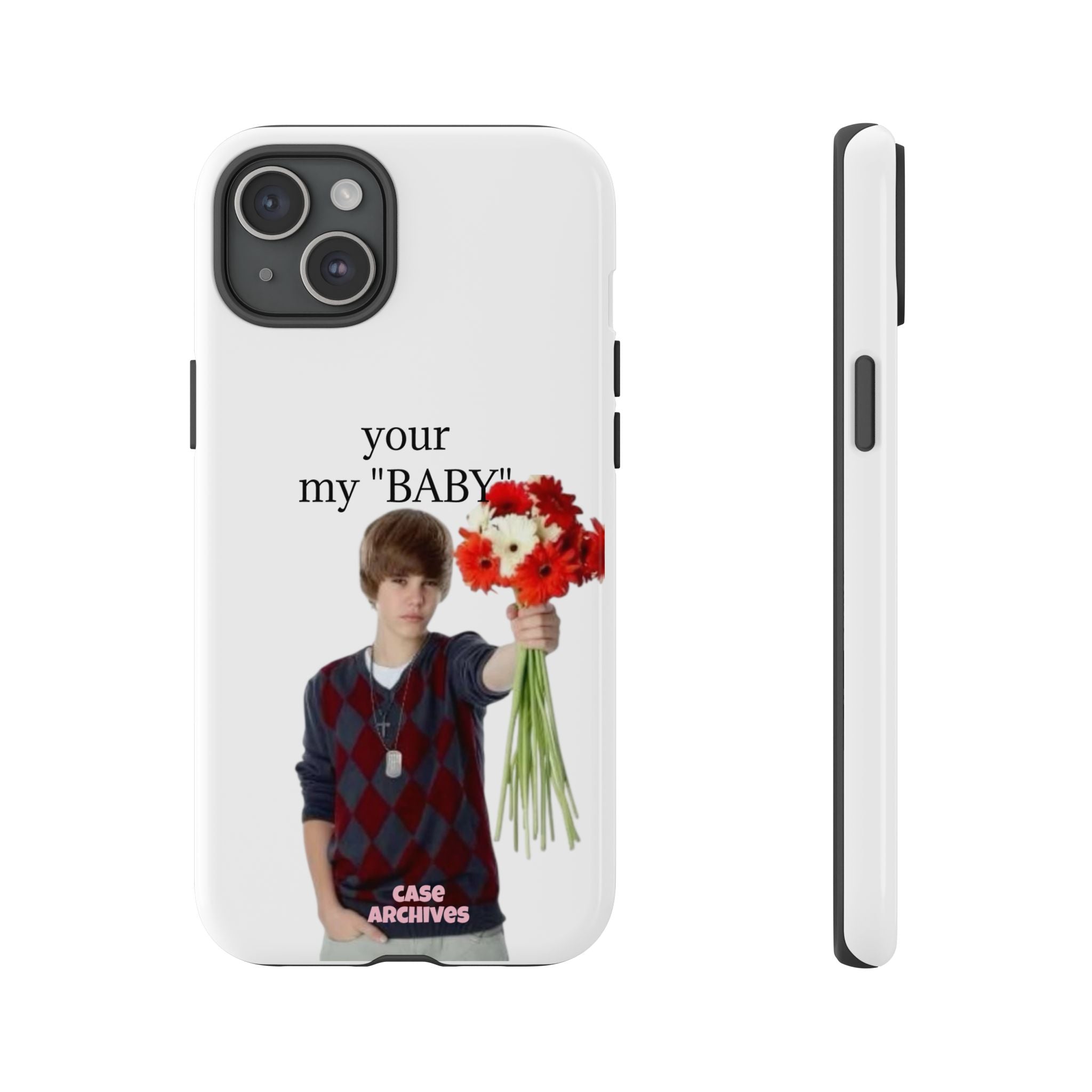 “your my 'BABY'” Justin Retro Photo Floral Design