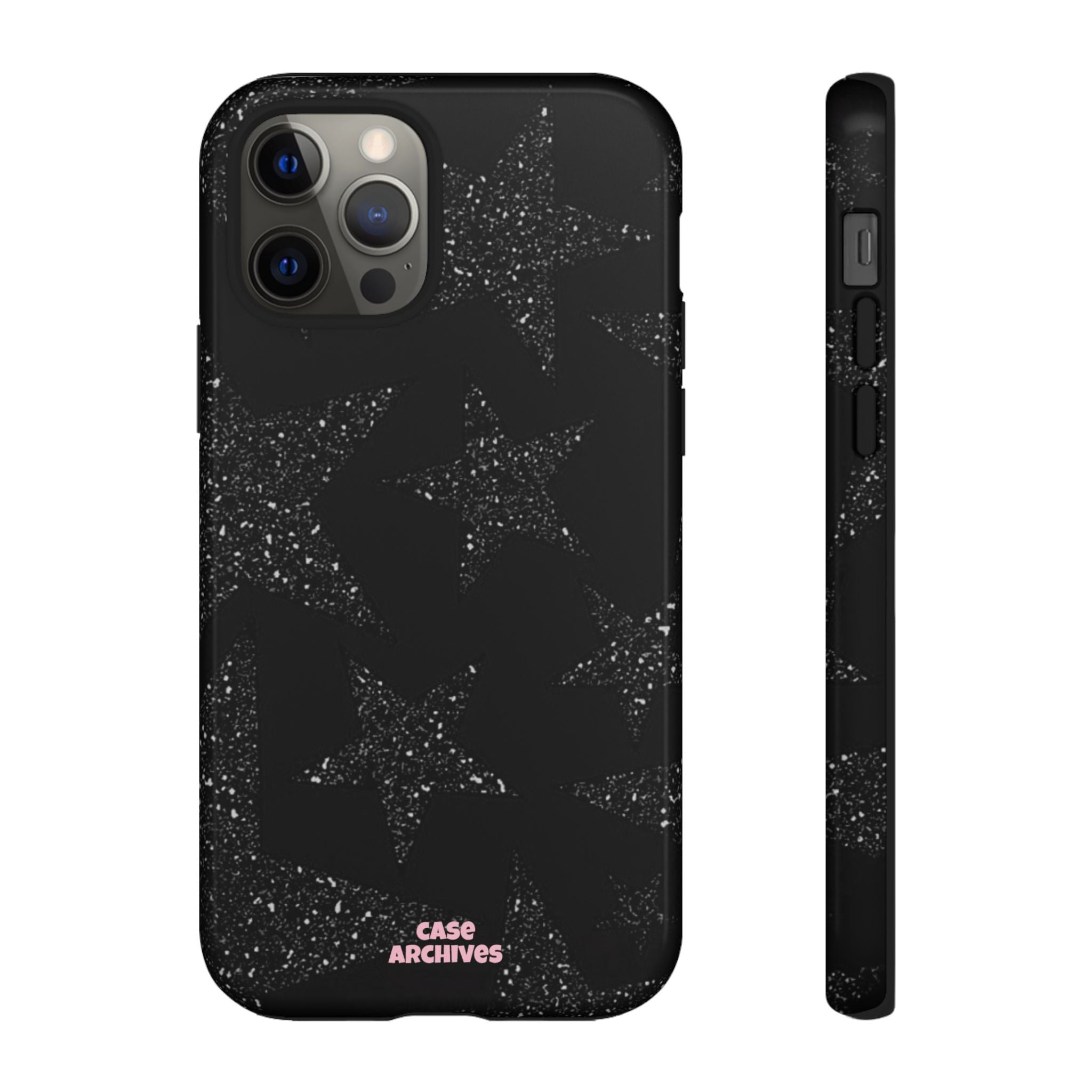 Glitter Star Tough Case — Black Sparkle Phone Protection