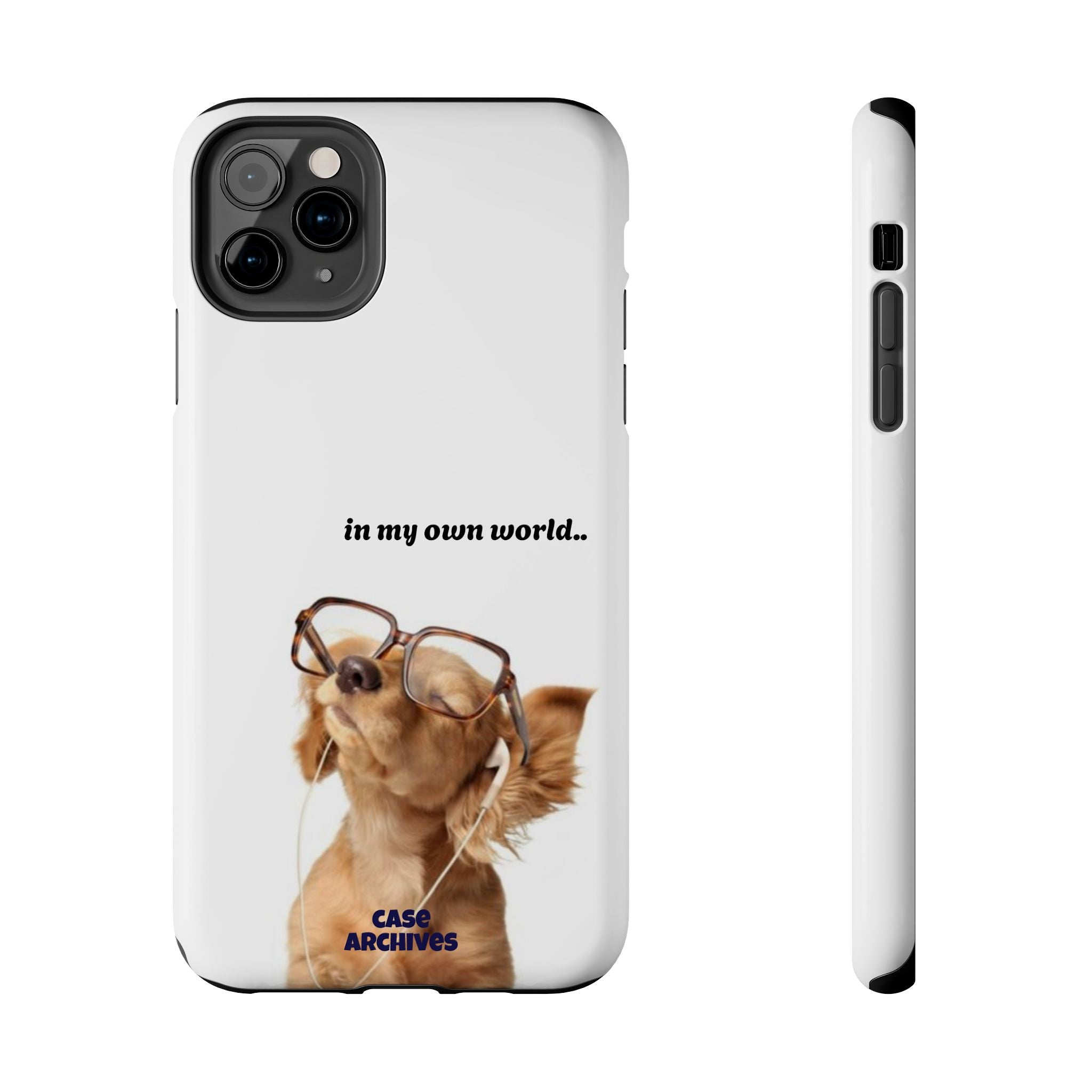 "In My Own World" Cute Dog Design, Durable Protective iPhone Case
