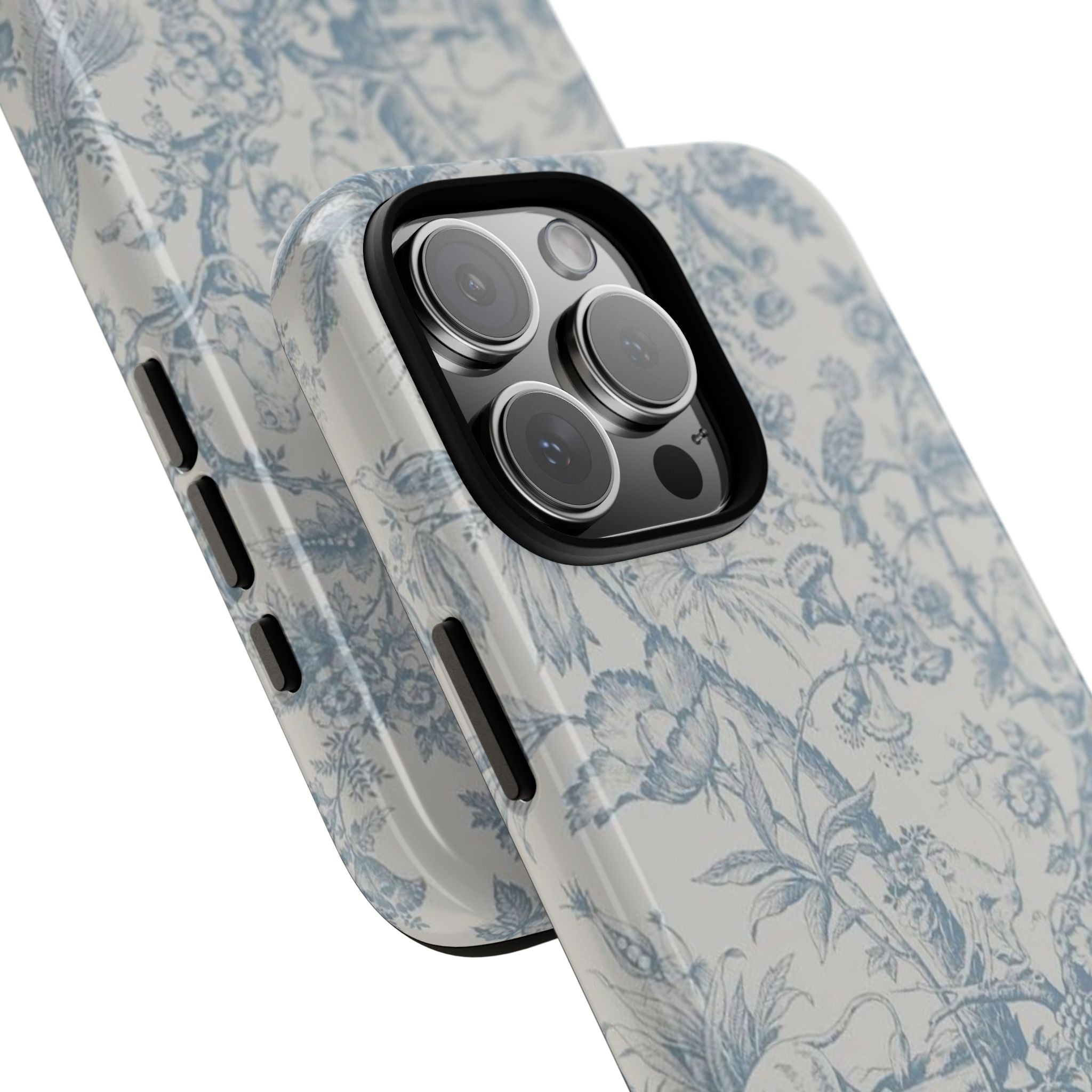 Toile Floral Tough Phone Case — Blue Vintage Botanical iPhone Protection