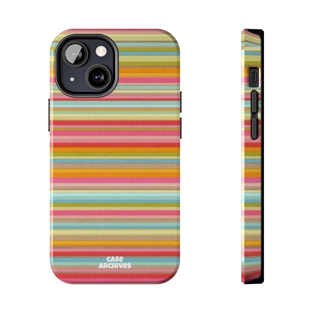 Tough Phone Case — Colorful Retro Striped Protective Cover