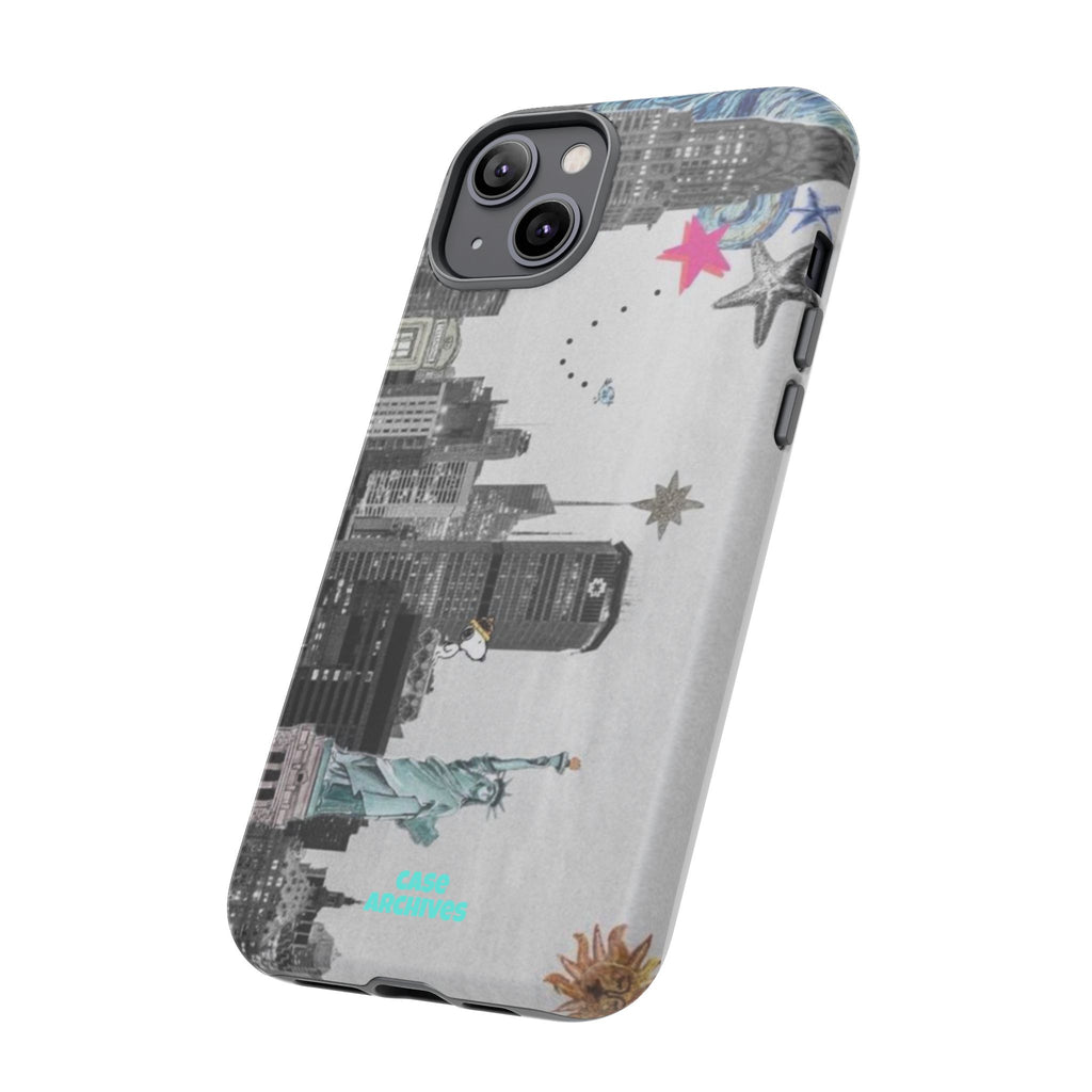 City Skyline Tough Phone Case – Statue of Liberty Urban Art Protective Cover