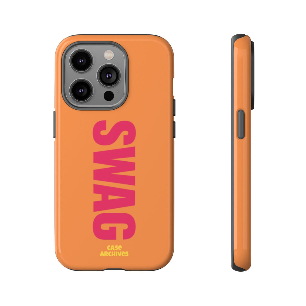 SWAG vertical text Tough Case | orange phone case, bold typography