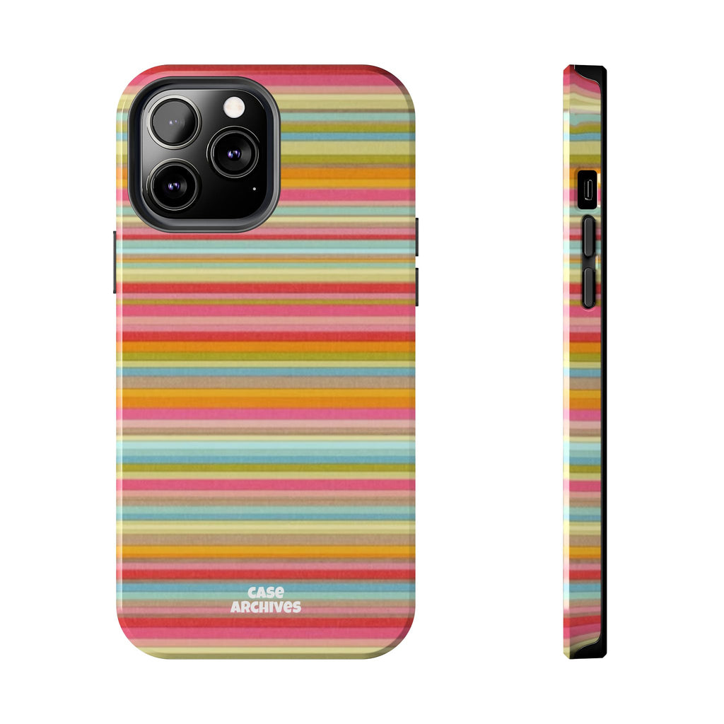 Tough Phone Case — Colorful Retro Striped Protective Cover