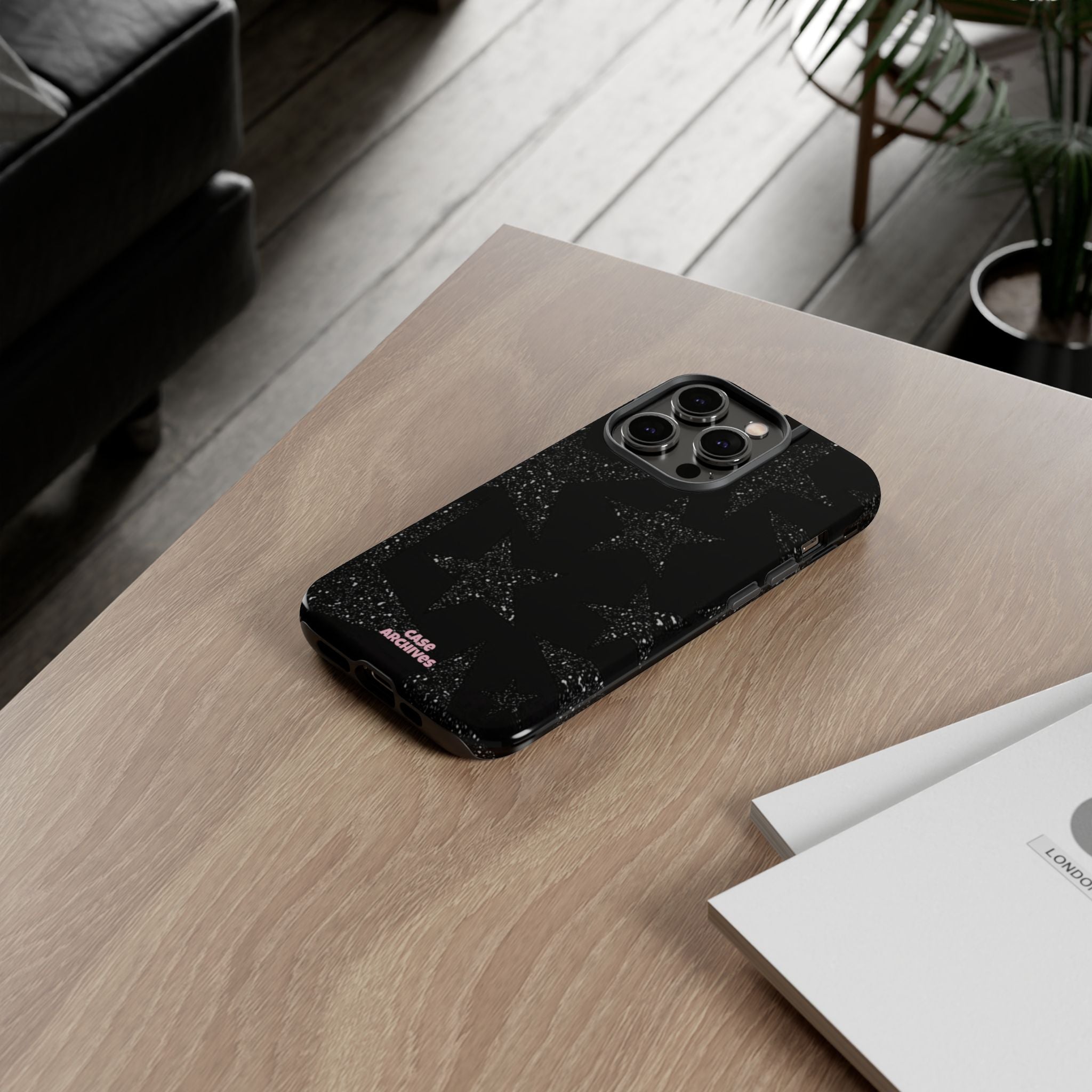 Glitter Star Tough Case — Black Sparkle Phone Protection