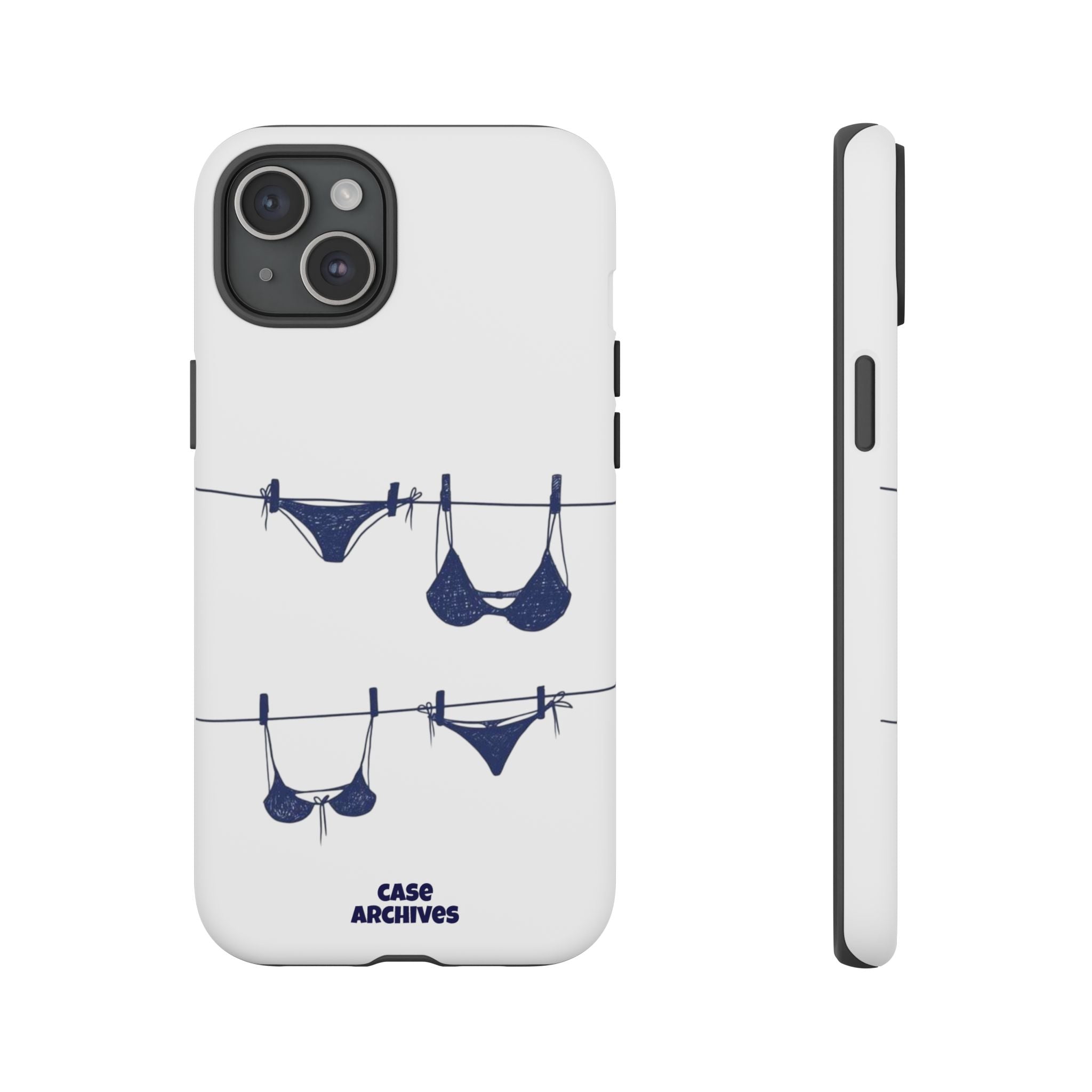 Phone Case — Blue swimsuit Clothesline Illustration Protective Cover