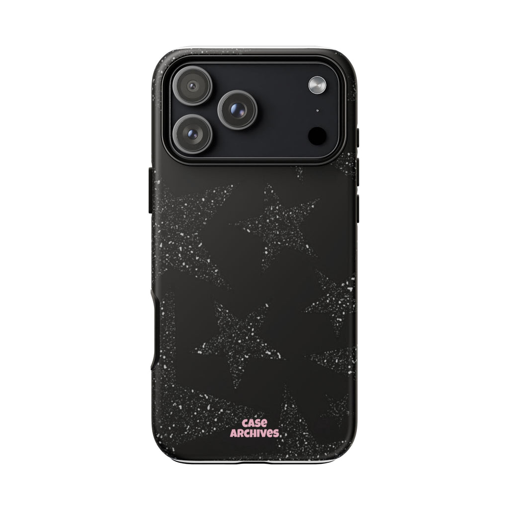 Glitter Star Tough Case — Black Sparkle Phone Protection