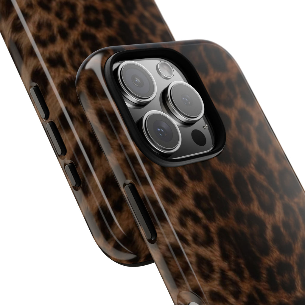 Leopard Print Phone Case — Protective Tough Case with Brown Animal Print