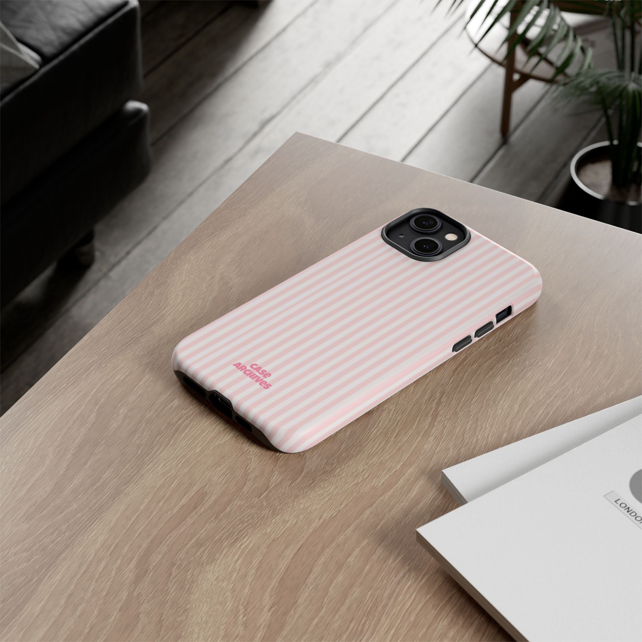 Pink Pastel Stripe Tough Phone Case — Protective iPhone Cover