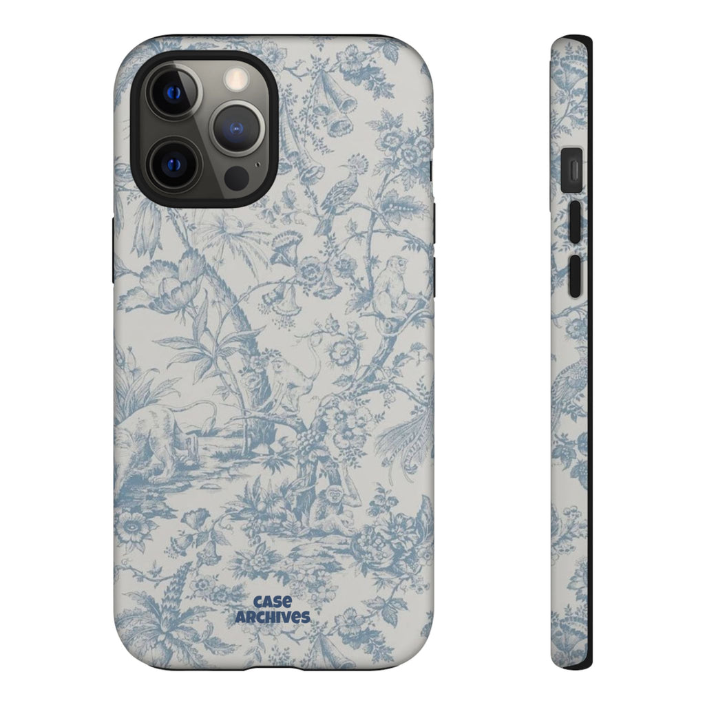 Toile Floral Tough Phone Case — Blue Vintage Botanical iPhone Protection