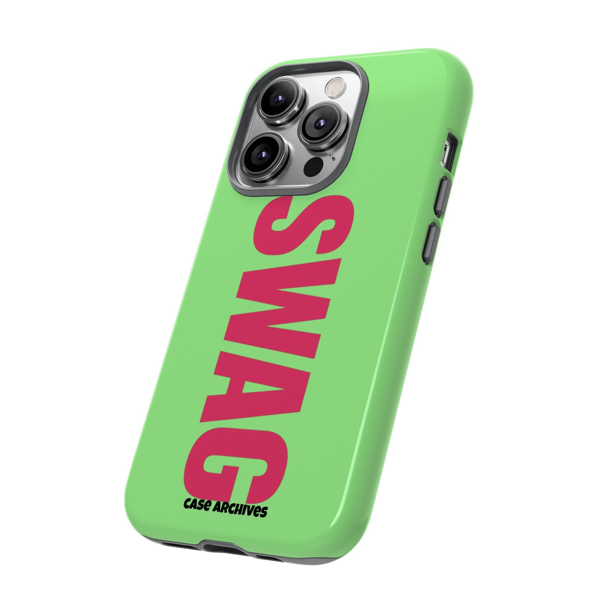 SWAG vertical text Phone Case | Lime green pink typography