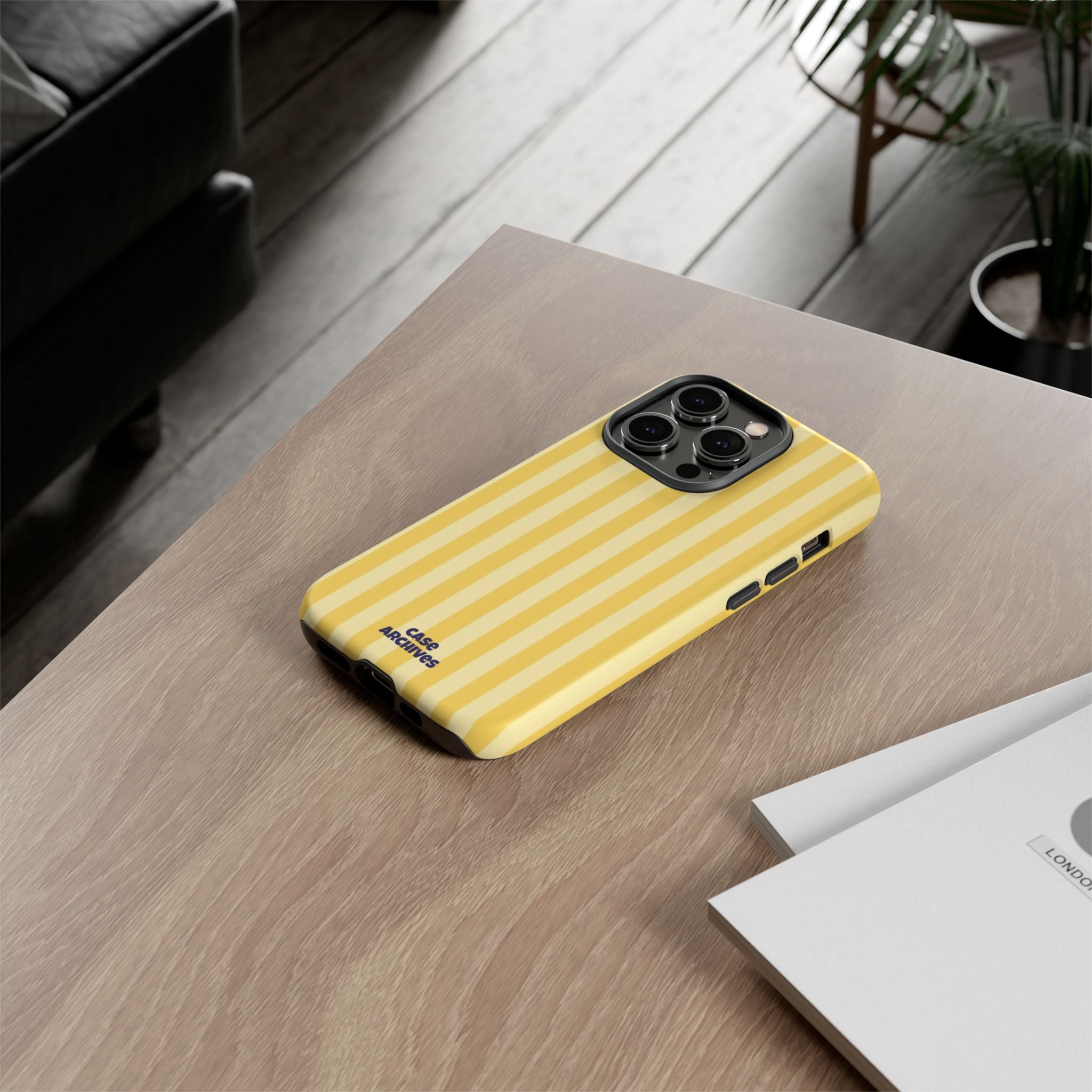 Yellow Striped Tough Phone Case – Durable Protective Cover (Case Archives)