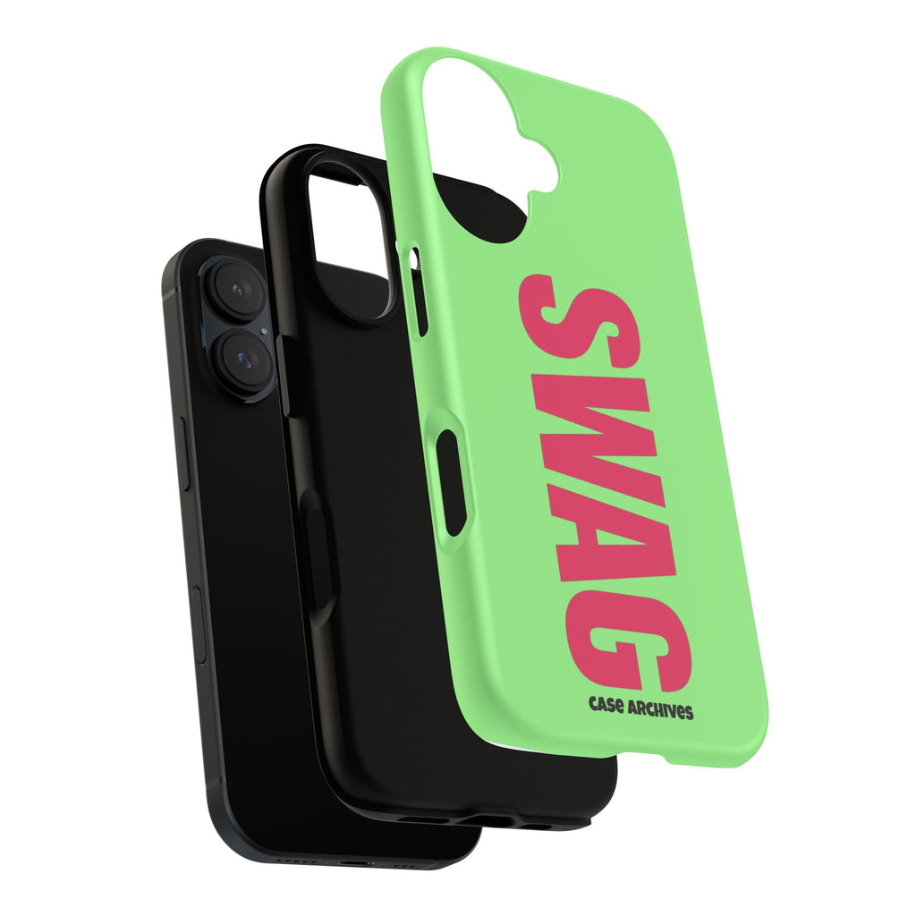 SWAG vertical text Phone Case | Lime green pink typography
