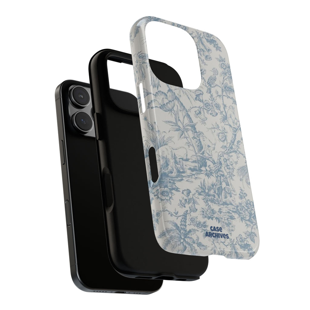 Toile Floral Tough Phone Case — Blue Vintage Botanical iPhone Protection