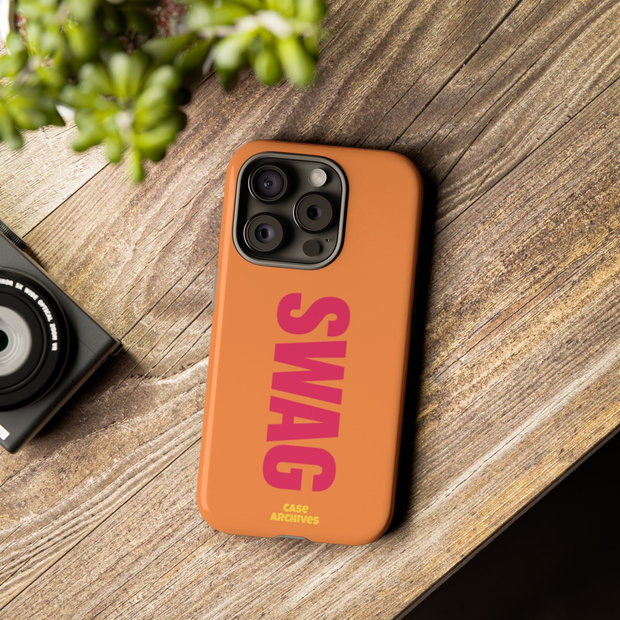 SWAG vertical text Tough Case | orange phone case, bold typography
