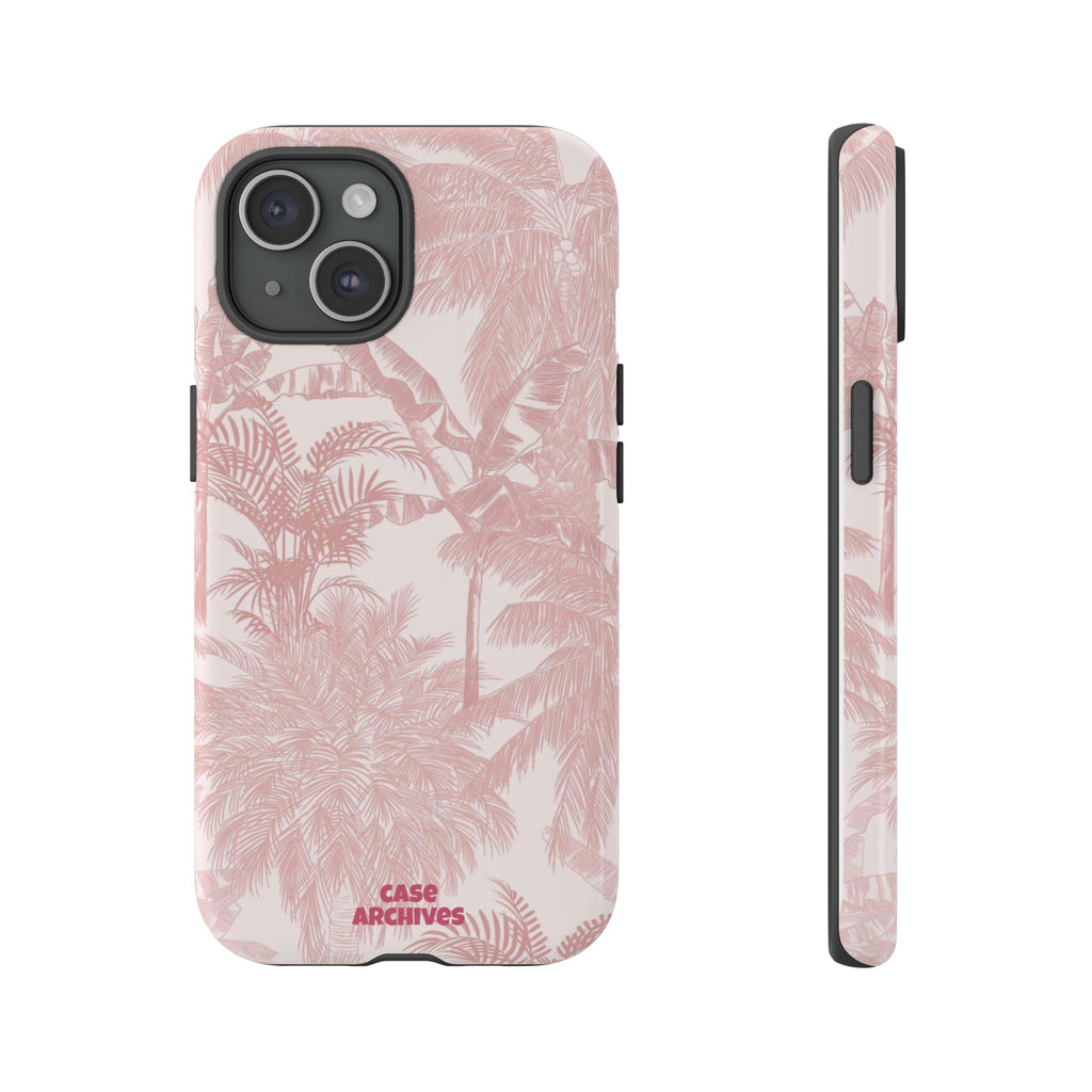 Pink Tropical Palm Tough Phone Case — Protective Floral iPhone Cover