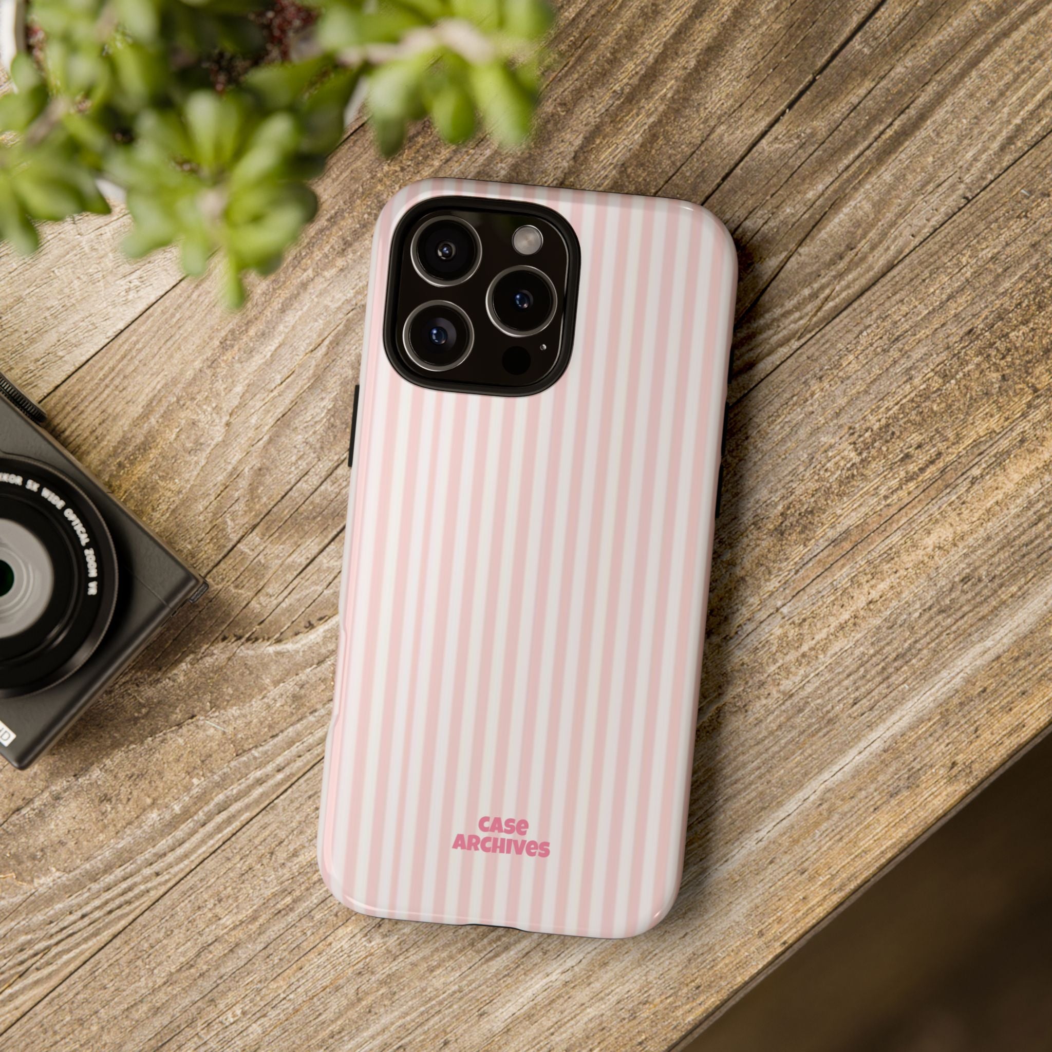 Pink Pastel Stripe Tough Phone Case — Protective iPhone Cover