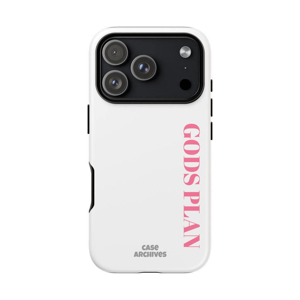 Phone Case — GODS PLAN Vertical Pink Text Religious iPhone Cover